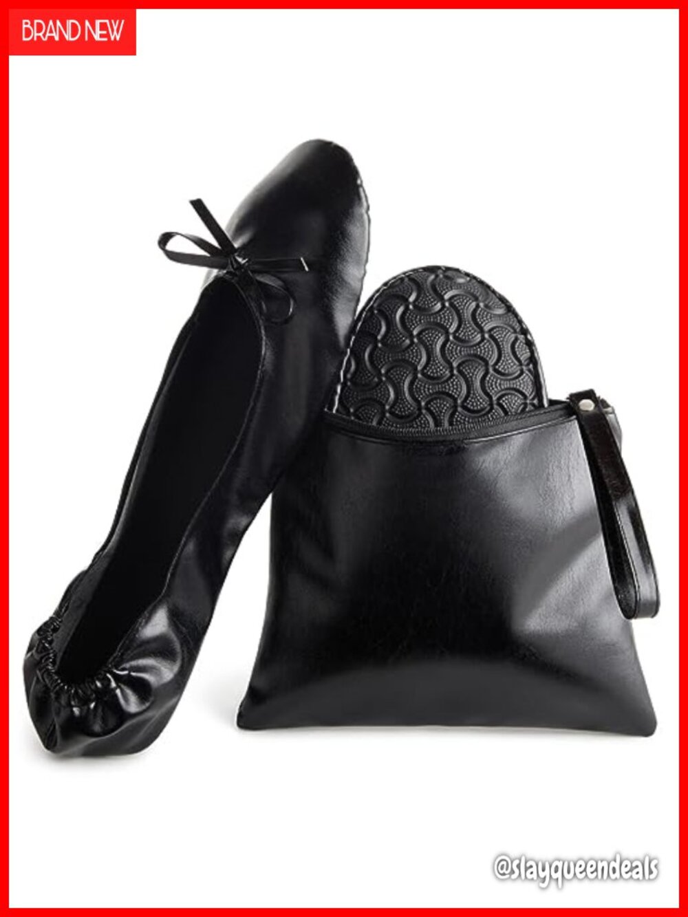 Foldable Ballet Flats Portable Roll Up Travel Shoes with Carrying Case